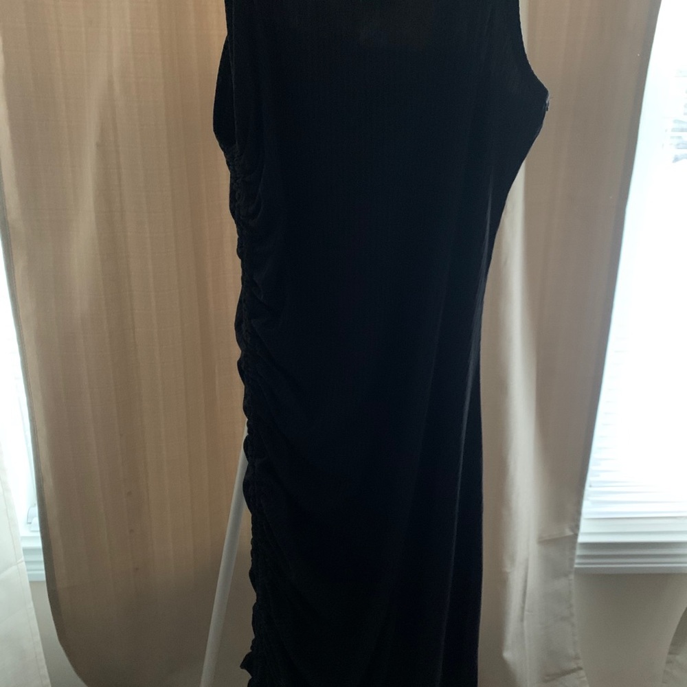 Black ribbed form fitting single strap dress
